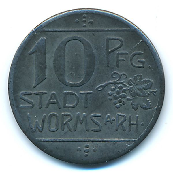 Вормс., 10 пфеннигов (1918 г.)