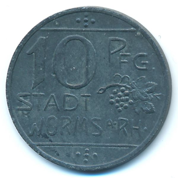 Вормс., 10 пфеннигов (1918 г.)