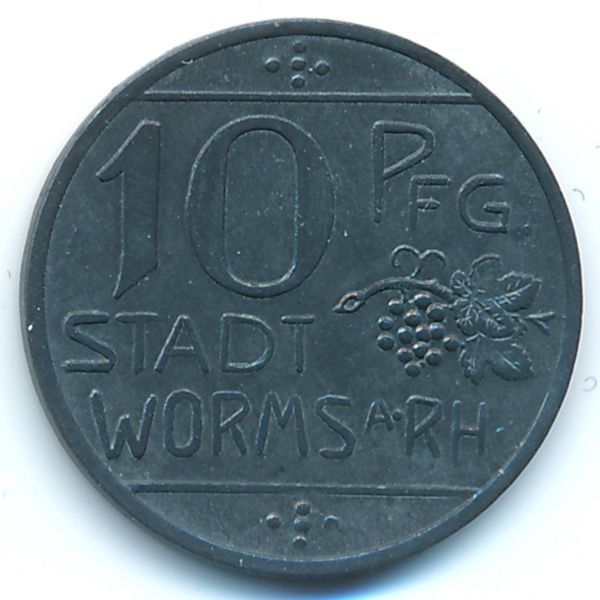 Вормс., 10 пфеннигов (1918 г.)