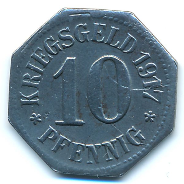 Висбаден., 10 пфеннигов (1917 г.)