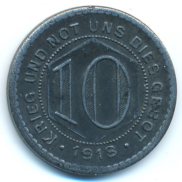 Кальв., 10 пфеннигов (1918 г.)