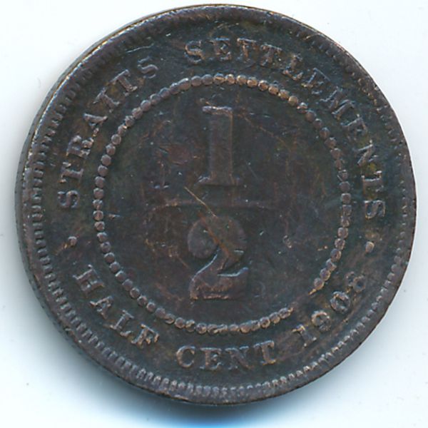 Стрейтс-Сетлментс, 1/2 цента (1908 г.)