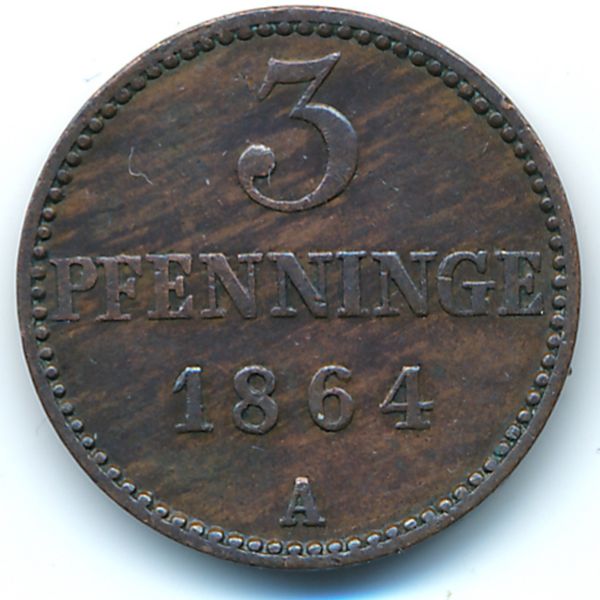 Мекленбург-Шверин, 3 пфеннига (1864 г.)