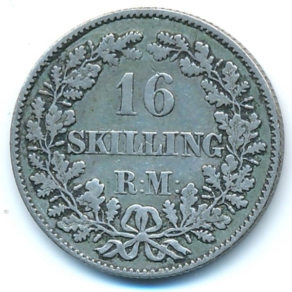 Дания, 16 скиллингов ригсмонт (1856 г.)