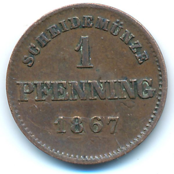 Бавария, 1 пфеннинг (1867 г.)