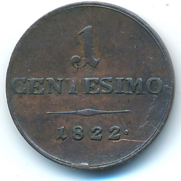 Ломбардия-Венеция, 1 чентезимо (1822 г.)