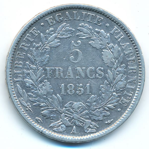 Франция, 5 франков (1851 г.)