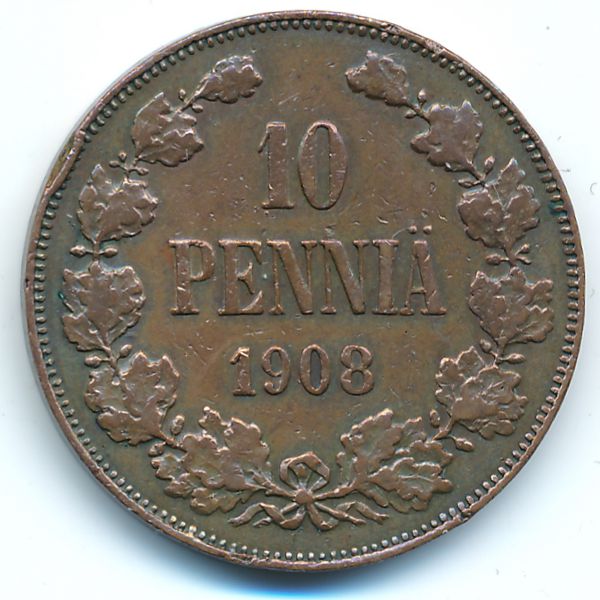 Финляндия, 10 пенни (1908 г.)