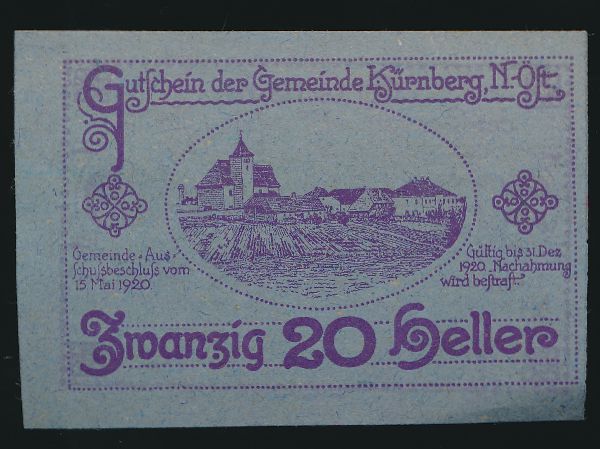 Нотгельды Австрии, 20 геллеров (1920 г.)
