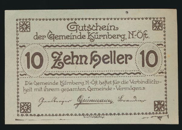 Нотгельды Австрии, 10 геллеров (1920 г.)