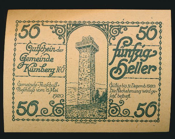 Нотгельды Австрии, 50 геллеров (1920 г.)