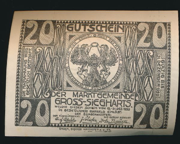 Нотгельды Австрии, 20 геллеров (1920 г.)