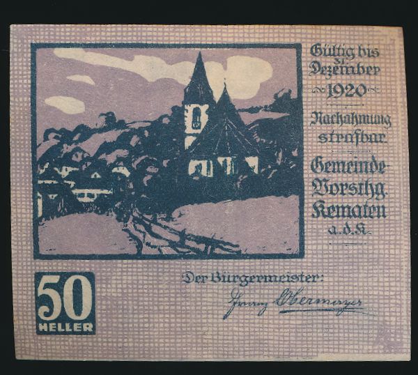 Нотгельды Австрии, 50 геллеров (1920 г.)