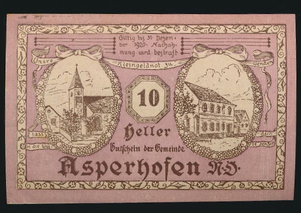 Нотгельды Австрии, 10 геллеров (1920 г.)