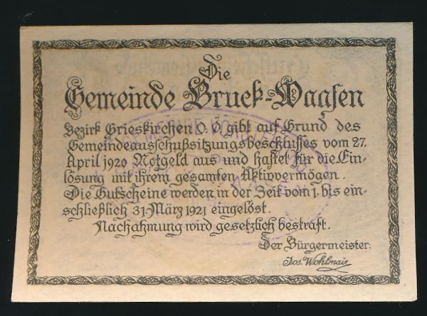 Нотгельды Австрии, 10 геллеров (1920 г.)