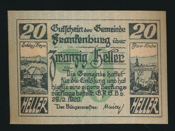 Нотгельды Австрии, 20 геллеров (1920 г.)