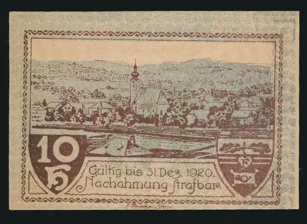 Нотгельды Австрии, 10 геллеров (1920 г.)