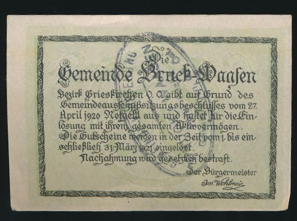 Нотгельды Австрии, 50 геллеров (1920 г.)