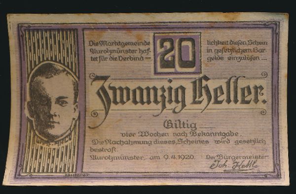 Нотгельды Австрии, 20 геллеров (1920 г.)