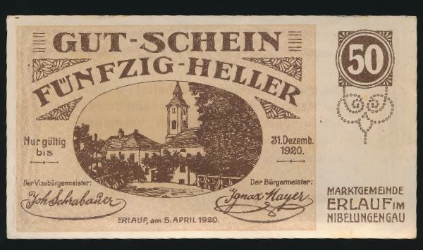 Нотгельды Австрии, 50 геллеров (1920 г.)