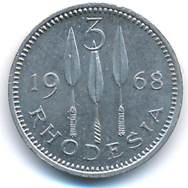 Родезия, 3 пенса-2 1/2 цента (1968 г.)