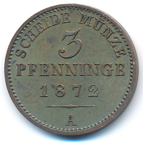 Пруссия, 3 пфеннинга (1872 г.)