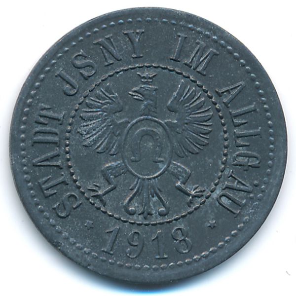 Исни., 50 пфеннигов (1918 г.)