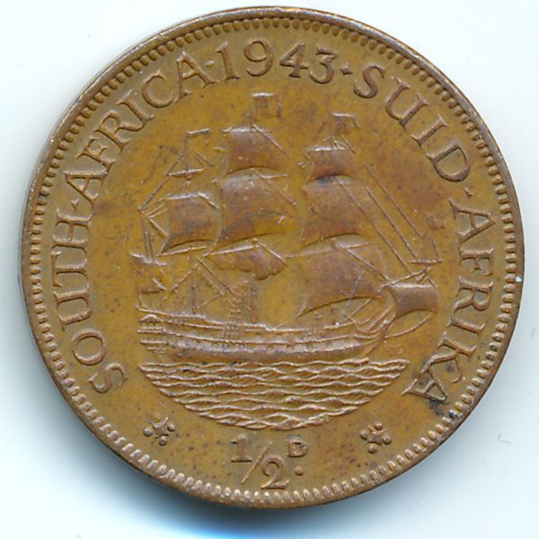 ЮАР, 1/2 пенни (1943 г.)