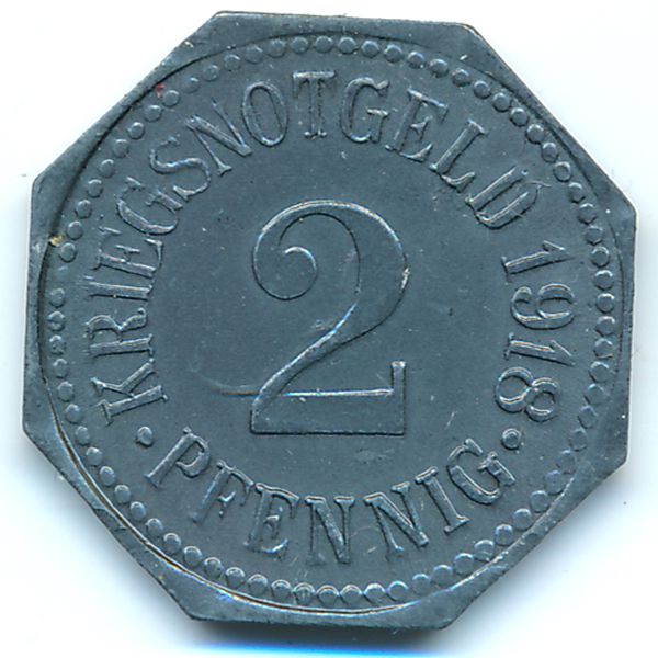 Апольда., 2 пфеннига (1918 г.)