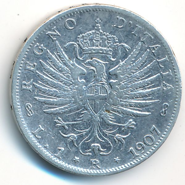 Италия, 1 лира (1907 г.)