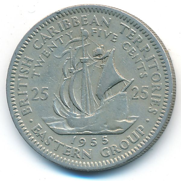 Восточные Карибы, 25 центов (1955 г.)