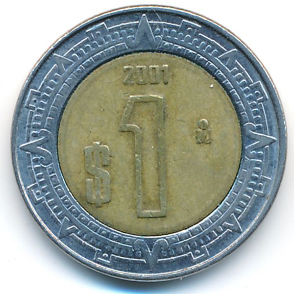 Мексика, 1 песо (2001 г.)