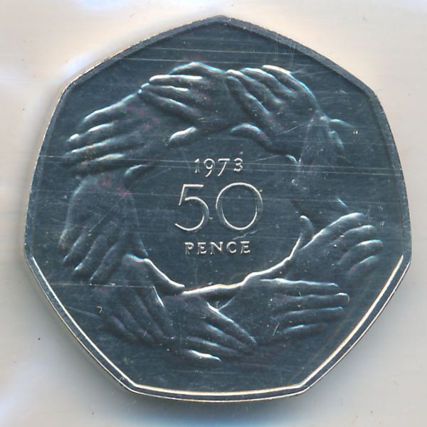 Великобритания, 50 пенсов (1973 г.)