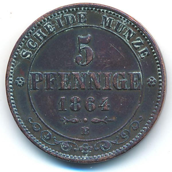 Саксония, 5 пфеннигов (1864 г.)