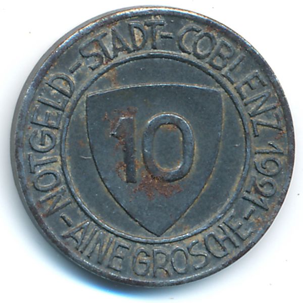 Кобленц., 10 пфеннигов (1921 г.)
