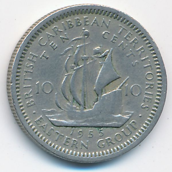 Восточные Карибы, 10 центов (1955 г.)