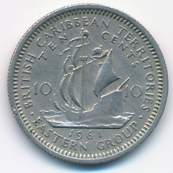 Восточные Карибы, 10 центов (1961 г.)
