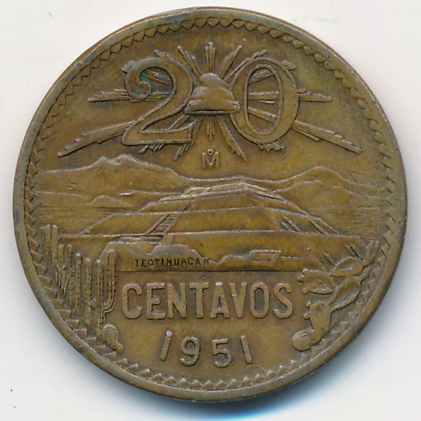 Мексика, 20 сентаво (1951 г.)