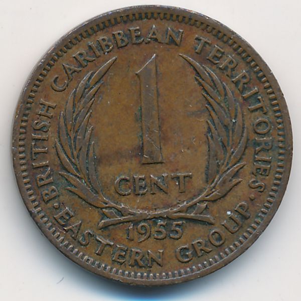 Восточные Карибы, 1 цент (1955 г.)