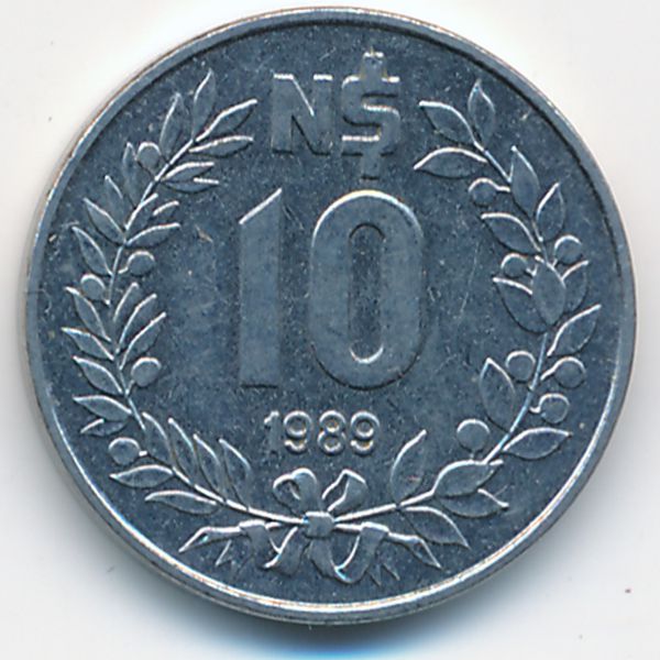 Уругвай, 10 новых песо (1989 г.)