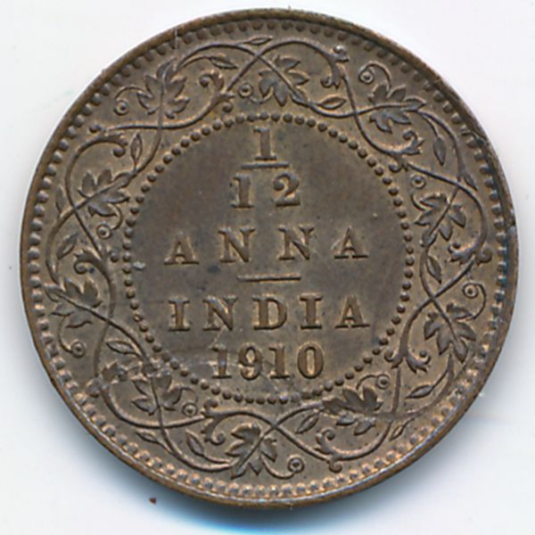 Британская Индия, 1/12 анны (1910 г.)