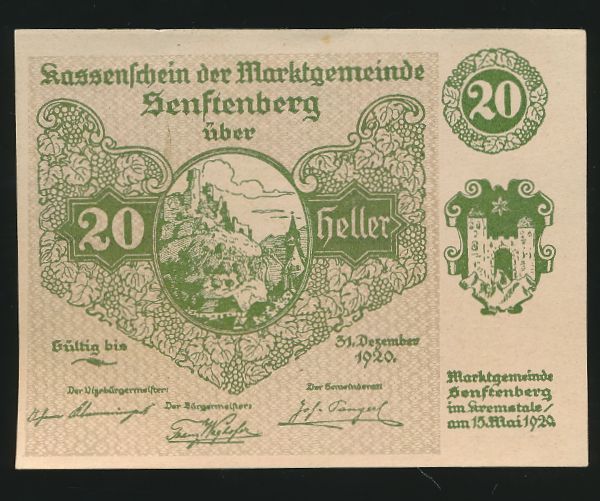 Нотгельды Австрии, 20 геллеров (1920 г.)