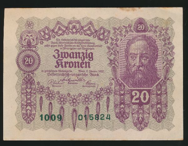 Нотгельды Австрии, 20 крон (1922 г.)