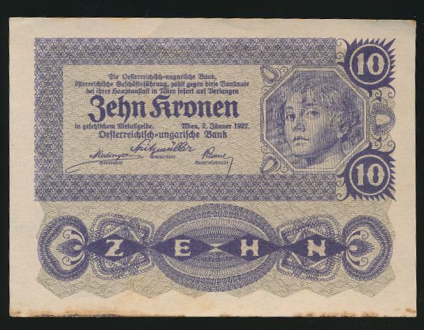 Нотгельды Австрии, 10 крон (1922 г.)