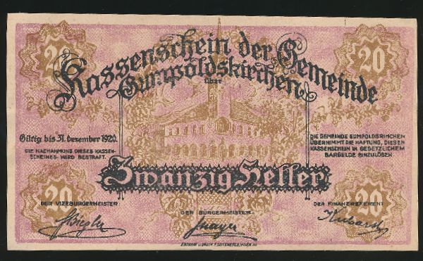 Нотгельды Австрии, 20 геллеров (1920 г.)