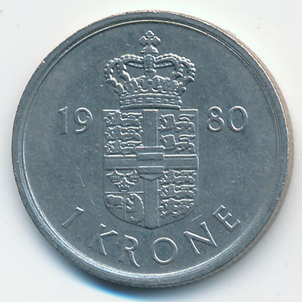 Дания, 1 крона (1980 г.)