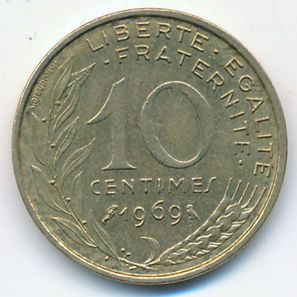 Франция, 10 сентим (1969 г.)