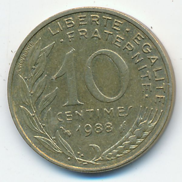 Франция, 10 сентим (1988 г.)