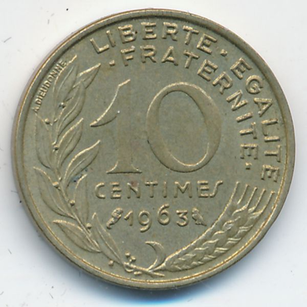 Франция, 10 сентим (1963 г.)