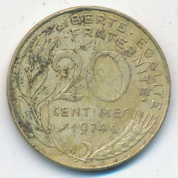 Франция, 20 сентим (1974 г.)